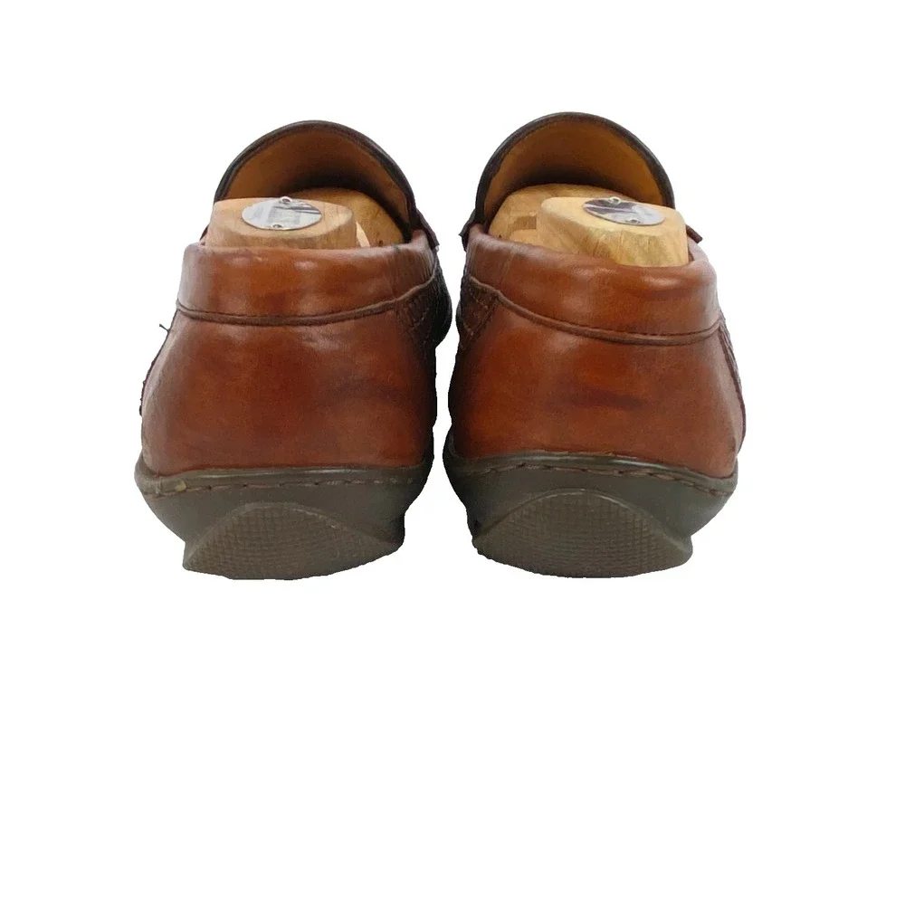 Luxury Maus & Hoffman Leather Penny Loafers Men's 8 Tan Brown Woven Leather 41